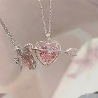 Fashion Heart Shape Alloy Pearl Plating Inlay Artificial Gemstones Women's Pendant Necklace 1 Piece sku image 16