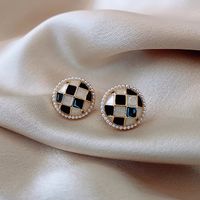 1 Pair Retro Heart Shape Flower Alloy Plating Artificial Pearls Rhinestones Women's Drop Earrings sku image 12