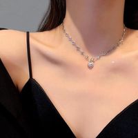 Fashion Heart Shape Alloy Pearl Plating Inlay Artificial Gemstones Women's Pendant Necklace 1 Piece sku image 15