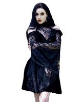 Women's Princess Dress Gothic V Neck Hollow Out Long Sleeve Solid Color Above Knee Daily main image 3