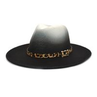 Women's Fashion Gradient Color Metal Button Flat Eaves Fedora Hat main image 4