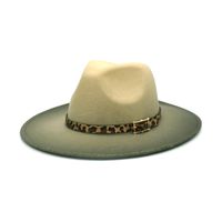 Women's Fashion Gradient Color Metal Button Flat Eaves Fedora Hat sku image 2