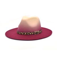 Women's Fashion Gradient Color Metal Button Flat Eaves Fedora Hat sku image 6
