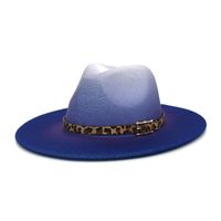Women's Fashion Gradient Color Metal Button Flat Eaves Fedora Hat sku image 10
