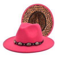 Unisex Mode Leopard Flache Traufen Fedora-hut sku image 5