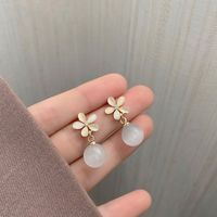 Fashion Flower Alloy Inlay Artificial Gemstones Pearl Women's Drop Earrings 1 Pair sku image 18