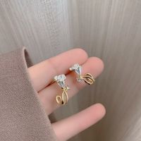 Fashion Flower Alloy Inlay Artificial Gemstones Pearl Women's Drop Earrings 1 Pair sku image 7