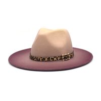 Women's Fashion Gradient Color Metal Button Flat Eaves Fedora Hat sku image 3