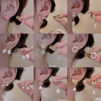 Fashion Flower Alloy Inlay Artificial Gemstones Pearl Women's Drop Earrings 1 Pair main image 3