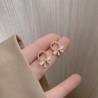 Fashion Flower Alloy Inlay Artificial Gemstones Pearl Women's Drop Earrings 1 Pair sku image 19