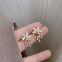 Fashion Flower Alloy Inlay Artificial Gemstones Pearl Women's Drop Earrings 1 Pair sku image 20