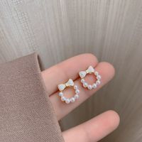 Fashion Flower Alloy Inlay Artificial Gemstones Pearl Women's Drop Earrings 1 Pair sku image 6