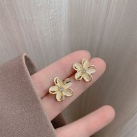 Fashion Flower Alloy Inlay Artificial Gemstones Pearl Women's Drop Earrings 1 Pair sku image 12