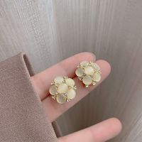Fashion Flower Alloy Inlay Artificial Gemstones Pearl Women's Drop Earrings 1 Pair sku image 13