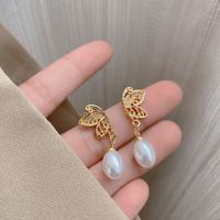 Fashion Flower Alloy Inlay Artificial Gemstones Pearl Women's Ear Studs 1 Pair sku image 4
