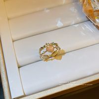 Fashion Heart Shape Copper Inlay Artificial Gemstones Open Ring 1 Piece sku image 6
