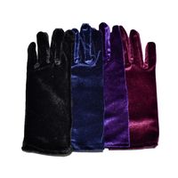 Frau Retro Einfarbig Samt Handschuhe 1 Paar main image 1