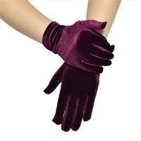 Frau Retro Einfarbig Samt Handschuhe 1 Paar sku image 4