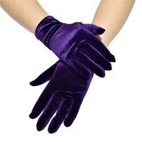 Women's Retro Solid Color Velvet Gloves 1 Pair sku image 2