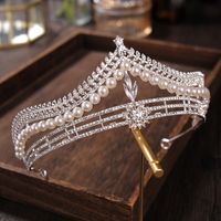 Sweet Crown Alloy Plating Inlay Crystal Pearl 1 Piece main image 2