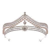 Sweet Crown Alloy Plating Inlay Crystal Pearl 1 Piece main image 5