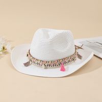 Unisex Vacation Solid Color Braid Wide Eaves Straw Hat main image 5