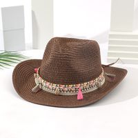 Unisex Vacation Solid Color Braid Wide Eaves Straw Hat sku image 6