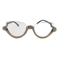 Fashion Solid Color Pc Cat Eye Diamond Half Frame Optical Glasses main image 5
