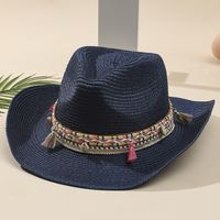 Unisex Vacation Solid Color Braid Wide Eaves Straw Hat main image 3
