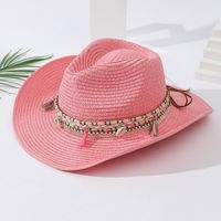 Unisex Vacation Solid Color Braid Wide Eaves Straw Hat sku image 4
