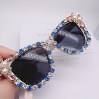 Moda Color Sólido Ordenador Personal Cuadrado Perlas Con Incrustaciones Diamante Fotograma Completo Gafas De Sol Mujer main image 4