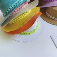 Women's Simple Style Solid Color Chain Flat Eaves Straw Hat main image 3