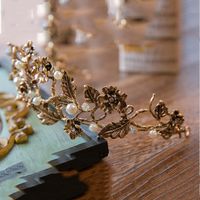 Simple Style Crown Alloy Pearl Plating Inlay Rhinestones 1 Piece main image 3