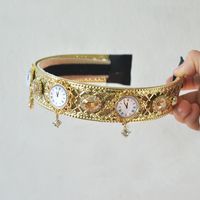 Baroque Style Clock Alloy Inlay Artificial Diamond Hair Band 1 Piece main image 5