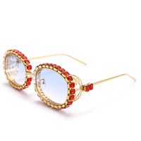 Solid Color Pc Oval Frame Diamond Full Frame Women's Sunglasses main image 4