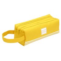 Simple Solid Color Striped Double Layer Stationery Pencil Case main image 5