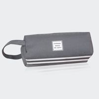 Simple Solid Color Striped Double Layer Stationery Pencil Case sku image 5