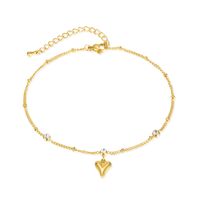 Fashion Heart Shape Titanium Steel Zircon Women's Anklet main image 4