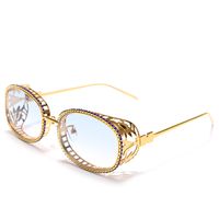 Fashion Solid Color Pc Oval Frame Diamond Full Frame Women's Sunglasses main image 3