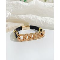 Fashion Geometric Stainless Steel Pu Leather Chain Bracelets main image 5