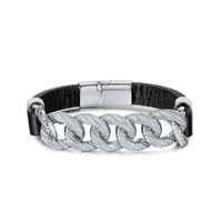 Fashion Geometric Stainless Steel Pu Leather Chain Bracelets sku image 2