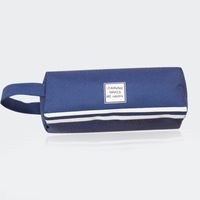 Simple Solid Color Striped Double Layer Stationery Pencil Case sku image 6