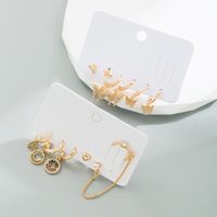 Fashion Smiley Face Butterfly Copper Inlay Zircon Drop Earrings 6 Pieces main image 5