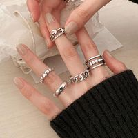 Retro Geometric Moon Heart Shape Alloy Plating Women's Rings 5 Piece Set sku image 3