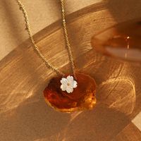 201 Stainless Steel Shell Lady Sweet Plating Flower Pendant Necklace main image 5