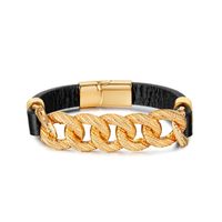Fashion Geometric Stainless Steel Pu Leather Chain Bracelets sku image 1