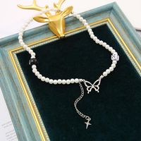 Fashion Butterfly Alloy Pearl Plating Women's Necklace main image 5