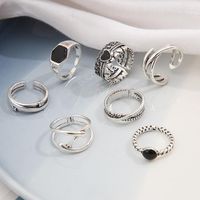 Modern Style Geometric Heart Shape Alloy Plating Women's Rings 7 Pieces main image 5
