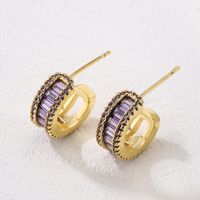 1 Pair Fashion C Shape Gold Plated Copper Zircon Ear Studs main image 2