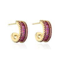 1 Pair Fashion C Shape Gold Plated Copper Zircon Ear Studs sku image 2